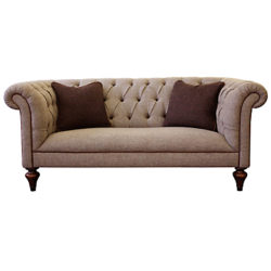 Tetrad Harris Tweed Gleneagles Medium Sofa, Heather Tweed with Brompton Tan Piping